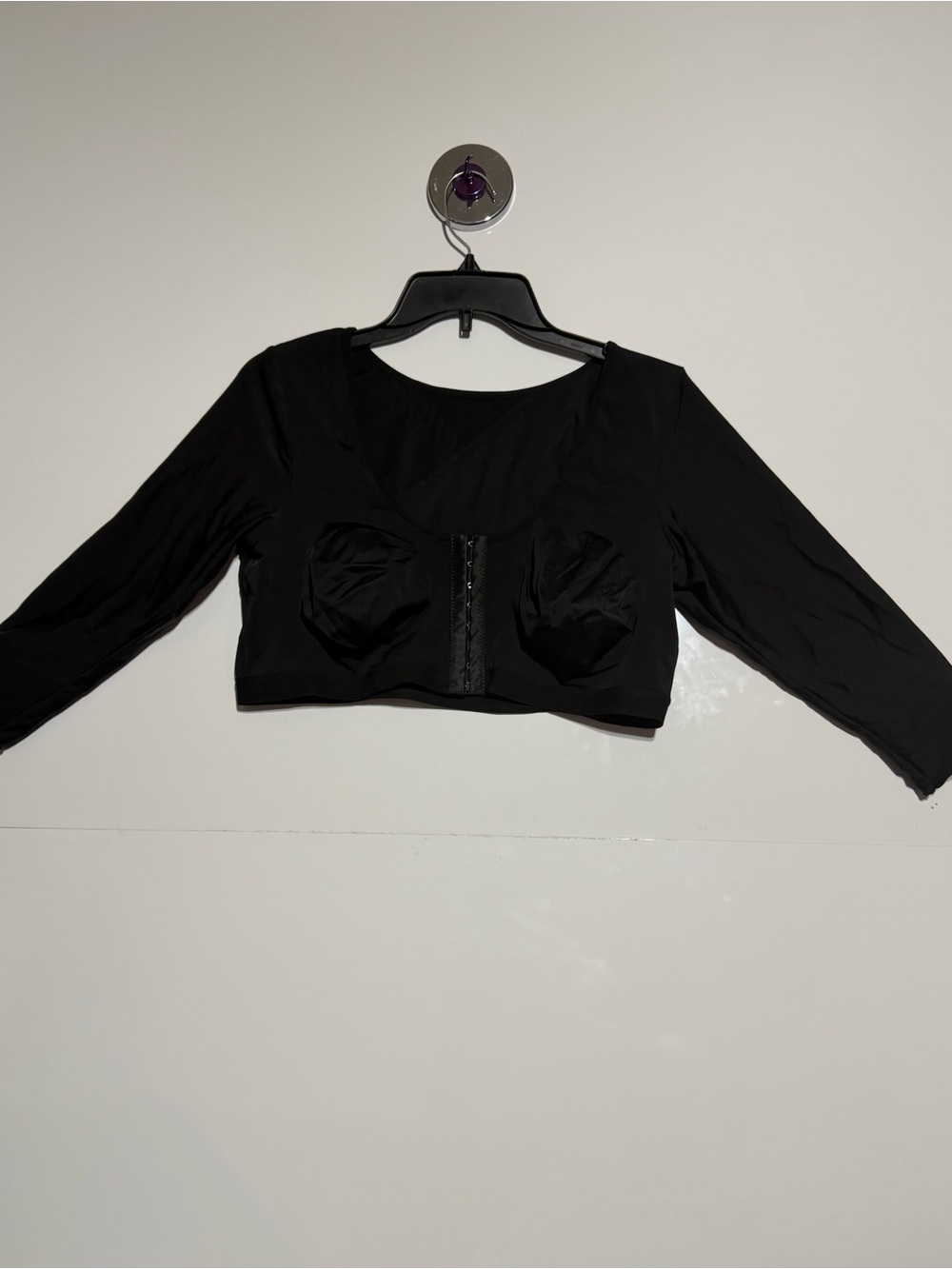 Black Long-Sleeve Cropped Bustier Top